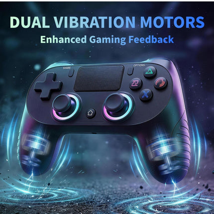 BJXOZ Wireless Controller for PS4, with RGB Light, USB-C, Replaceable D-Pad, Non-Slip Grip, Dual Vibration, 6-Axis Motion Sensor, Touchpad, Audio Jack, Gamepad for PS4/Pro/Slim/PC