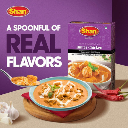 Shan - Butter Chicken Seasoning Mix (50g) - Spice Packets for Butter Chicken Masala (Pack of 3)