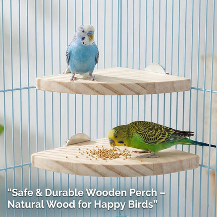 2 Pcs Bird Cage Platform Flat Bird Perch Platform Birds Perch Birds Cages Accessories Flat Fan Shape for Parakeet Conure Cockatiel Budgie Rat Chinchilla Gerbil Hamster (2 Size)
