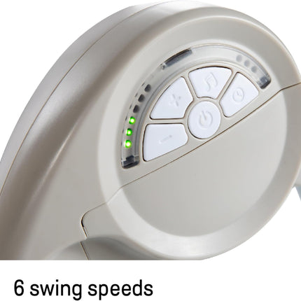 Ingenuity Soothe 'n Delight Compact Portable 6-Speed Plush Baby Swing with Music, Folds Easy, 0-9 Months 6-20 lbs (Cozy Kingdom)