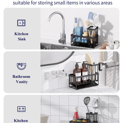 Sponge Holder for Kitchen Sink, 7.9" Wide - 1 Tier, Black