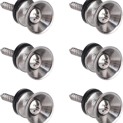 6pcs Guitar Strap Button Lock Pins, Metal Strap Buttons for Acoustic/Electric Guitar Bass Ukulele (Silver)