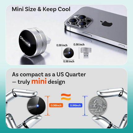 OTTOCAST Mini Tube 2026 Wireless CarPlay & Android Auto Adapter, Plug & Play Auto Connect, 5GHz WiFi Stable Performance, Compatible with iPhone & Android, Premium Aluminum Build