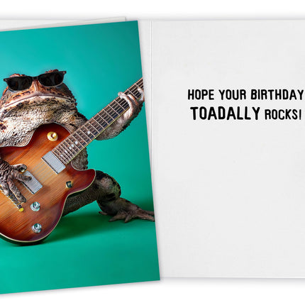 Funny Birthday Card for Women, Men, Friends! Hilarious Toad Guitar Photo