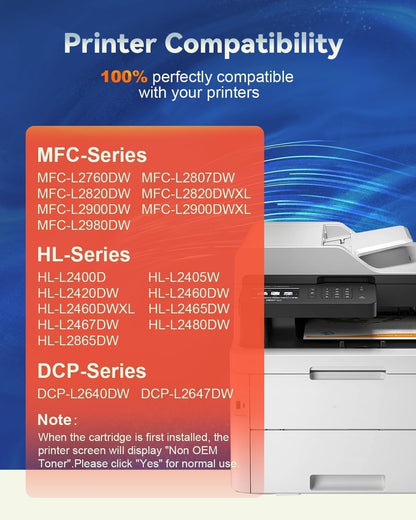 TN830XL Black High Yield Printer Compatible Toner Cartridge for TN830 TN-830 TN 830 XL Work for - photo 3