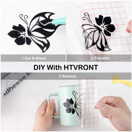 Matte Black Permanent Vinyl Roll, 12" x14FT, for Car Decals & Signs