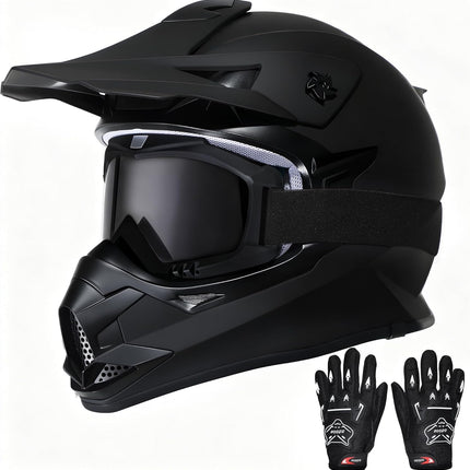 Kids Dirt Bike Helmets Youth Motorcycle Helmet, Kids Motorcycle Full Face Helmet for Off-Road, ATV, UTV, Street Riding with Goggles Gloves, DOT Approved