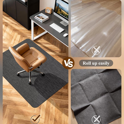 Soimeat Office Chair Mat for Hardwood Floor, 35.4" x 47.2" Non-Slip Desk Computer Chair Mat, PVC Floor Mat for Rolling Chair, Heavy Duty Wood/Tile Floor Protector Desk Rug for Home Office, Black