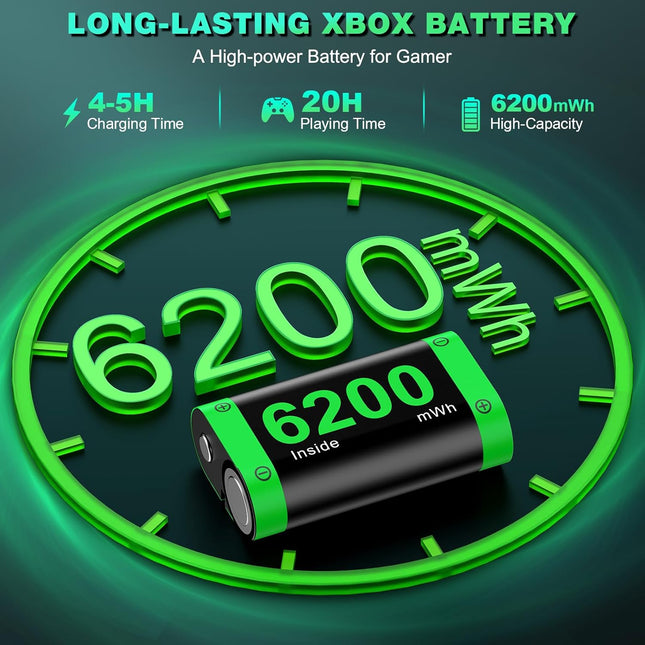 2X 6200mWh Controller Battery Pack Rechargeable Compatible with