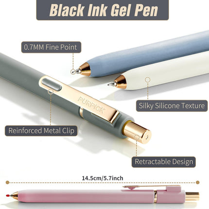 Gel Pens Black Ink Pens for Office 6 Pack, 0.7mm Point Pen Smooth Writing Quick Dry Retractable Writing Pens,Aesthetic Gel Pens for Journaling, Note-Taking, Office & School Supplies,Morandi