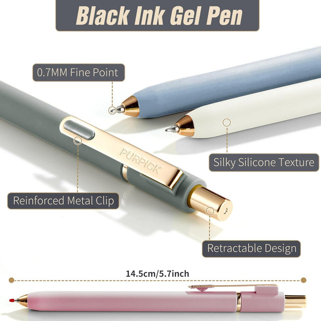 Gel Pens Black Ink Pens for Office 6 Pack, 0.7mm Point Pen Smooth Writing