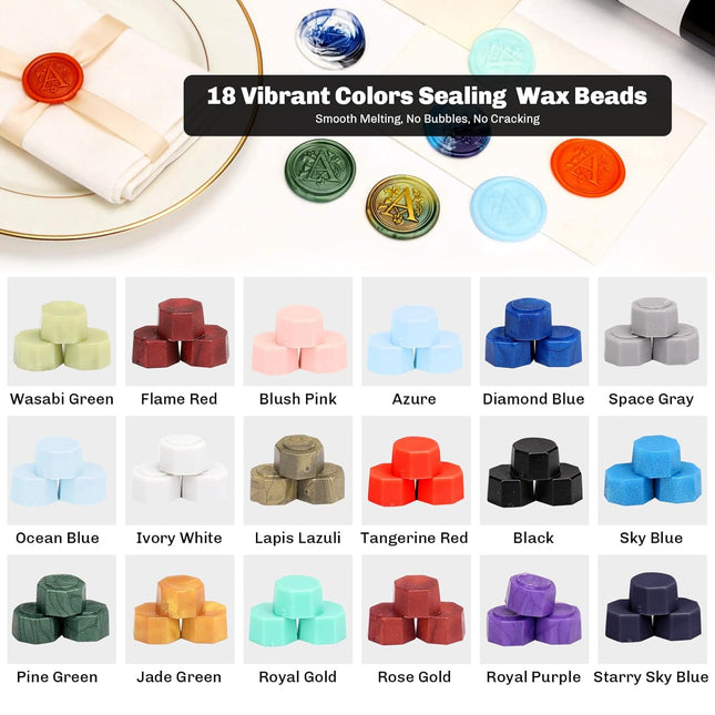 M Wax Seal Stamp Kit, 360 PCS 18 Colors Wax Beads