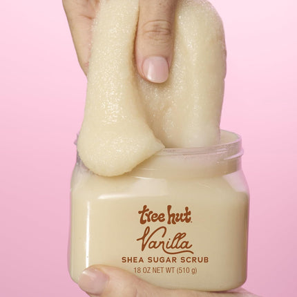 Tree Hut Vanilla Shea Sugar Scrub, Exfoliating & Hydrating Body Scrub with Shea Butter & Essential Oils, Smooth Skin, For All Skin Types, Vegan, 18 oz
