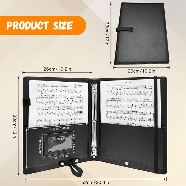 Choir Folder, Music Folder with Handle and Strap, 3 Ring Sheet Music