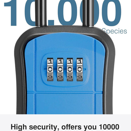 Puroma Key Lock Box, Portable Combination Lockbox Wall-Mounted Key Storage Box for House Keys, Resettable Code Safe Security Lock Box for Home, Office, Apartment Spare Key Storage (1 Pack, Blue)
