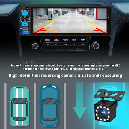 6.5" Single Din Car Stereo Wireless Apple CarPlay Android Auto, Car Radio Bluetooth 5.2, FM/AM/RDS, IPS HD Touchscreen, Type-C Fast Charging