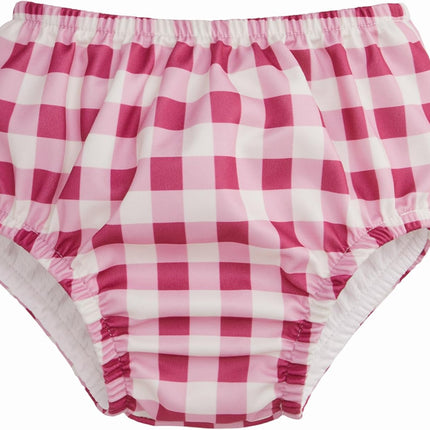 Tiny Twinkle Pull-Up Reusable Swim Diapers 2-Pack | Waterproof and UPF 50+ Sun Protection | Lightweight and Absorbent | Machine Washable(Raspberry Gingham,Bubblegum Bows,12-18M)