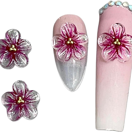 Set 8Pcs Gel 3D Flowers Nails Charms Handmade by Gel, Design For Medium & Long Nail 3D Flower For Nail Art Floral Salon Decor For Women Girls (4 Petals Rose - Long)