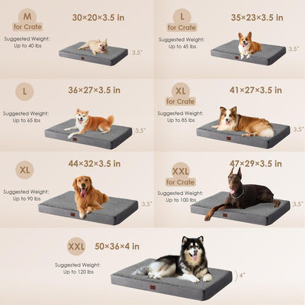 Cama ortopédica para perros grande con funda extraíble lavable, 41IN gris