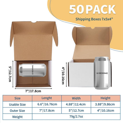 ZBEIVAN 7x5x4 White Shipping Boxes Set of 50, Corrugated Cardboard Mailer Boxes for Packaging Small Business Mailing Gifts