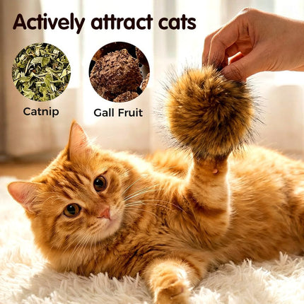 Cat Toy Faux Rabbit Fur Ball,2026 New Soft Rabbit Fur Catnip Balls,Fluffy Catnip Toy for Indoor Cats,Washable & Fun to Chase for Exercise and Bonding (Ball/3pcs)