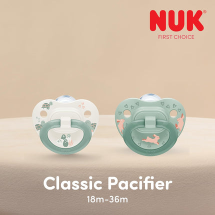 NUK First Choice Classic Baby Pacifier, 18-36 Months Toddler Pacifier, Blue & Orange, Baby Must Haves, 5-Pack