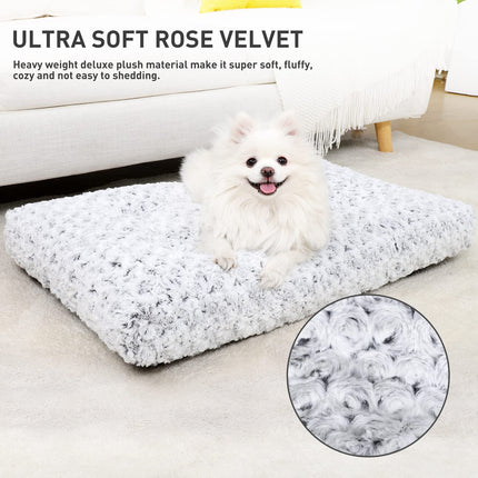 Cama lavable para perro mediano, colchoneta afelpada para jaula, 29"x21", gris
