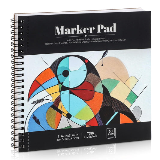 Bloc de papel para rotuladores de 50 hojas, 7.6 × 7.6 in, 120gsm, cuaderno de bocetos para rotuladores de alcohol