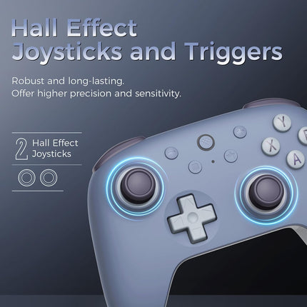 AKNES 8Bitdo Ultimate 2C Wireless 2.4G Controller for Windows PC and Android, Gamepad with Hall Effect Joysticks and Hall Triggers, 1000Hz Polling Rate, Remappable L4/R4 Bumpers - Blueberry