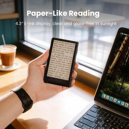 XTEINK X4 E-Book Reader, 4.3" Portable Pocket E-Ink eReader with Physical Page-Turn Buttons, Ultra-Thin 0.23 inch&2.72 oz, Magnetic-Ready Design,Distraction-Free Reading, 16GB Storage, Frost White