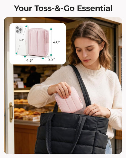 Small Black Travel Makeup Bag with Slip-In Pocket - photo 3