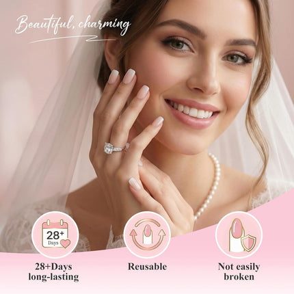 Ombre Press on Nails Short Square, Soft Gel Nude Pink Fake Nails Press on with Glue, 30Pcs Reusable Stick on Nails in 15 Sizes, Salon Quality False Nails for Women Spring Summer Vacation Gift