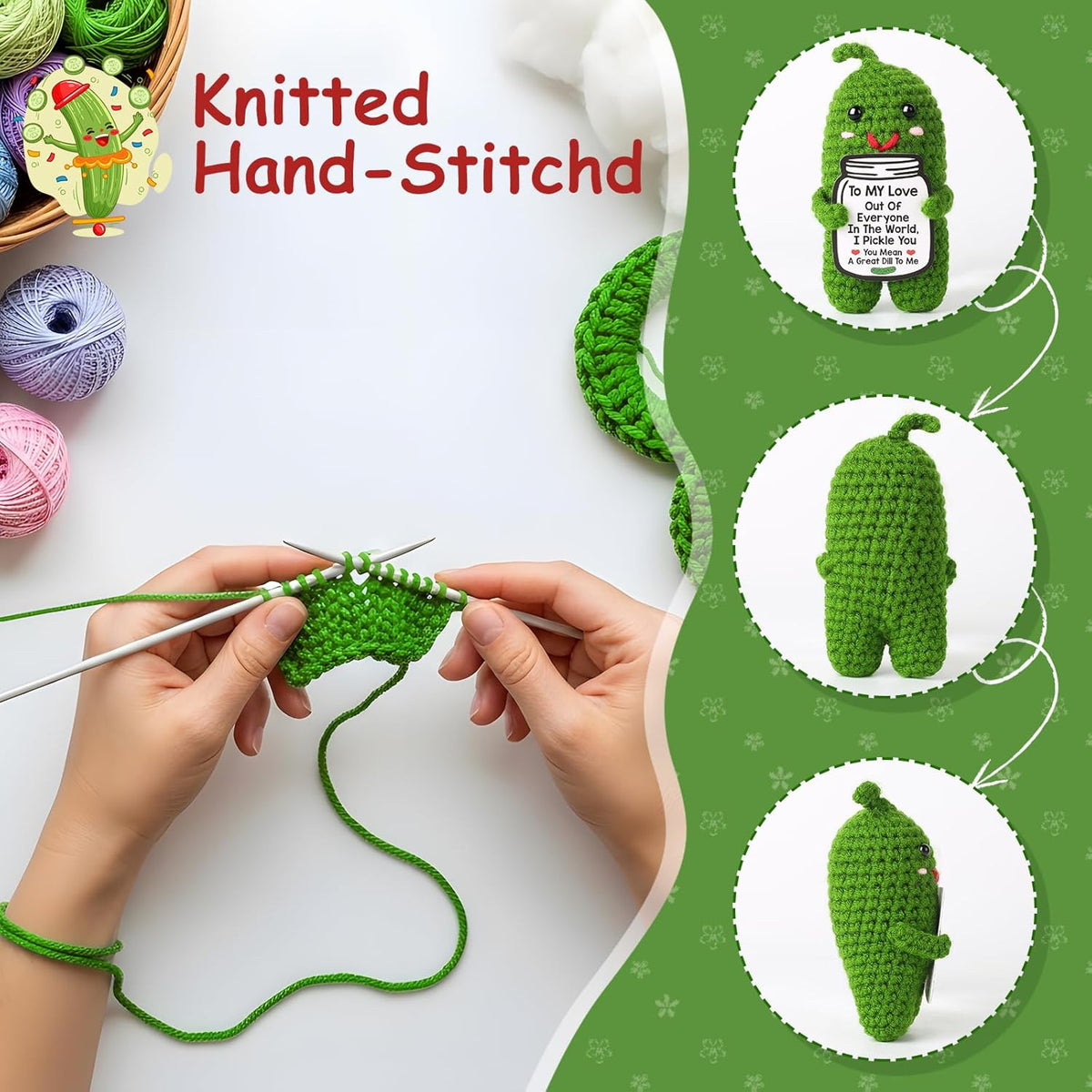 Crochet Pickle Plush with Romantic Message - photo 3