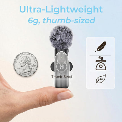 HEHOTTC Mini Wireless Lavalier Microphone for iPhone, iPad, Android Phone - Noise Reduction Lapel USB C Bluetooth Mic for Recording, Clip on Omni Lav Mic for Video Recording, Tiktok, YouTube, Vlog