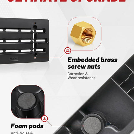 Front License Plate Bracket, No Drill Front License Plate Holder Universal for Car Truck SUV Bumper Car Tag Frame Mounting Kit w/Anti Theft Stainless Steel Screw Wrench Bolt Cap 4 Brass Nuts