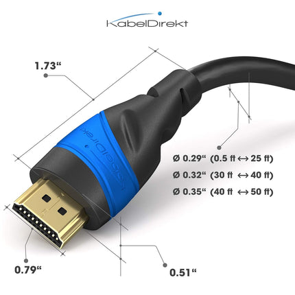 KabelDirekt – 8K / 4K HDMI Cable – 0.5ft & More HDMI Cables (0.5ft–75ft) – German-Engineered HDMI Cord – Supports 10K/8K@60Hz/4K@120Hz – HDMI Cable for HDTV, PC, PS5, Xbox, Switch