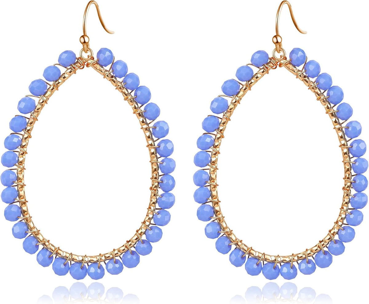 Summer Earrings for Women, Teardrop Boho Earrings Dangling Gold Hoop Earrings as Vacation Beach Jewelry, Beach Earrings