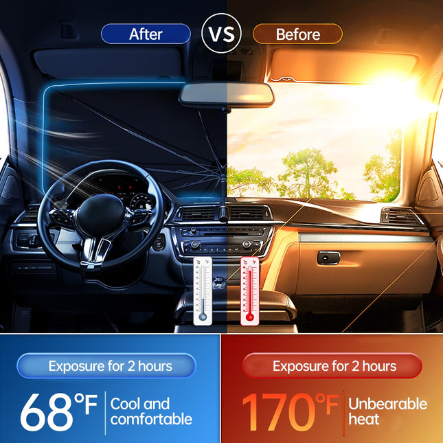 2026 Windshield Sun Shade Umbrella, Foldable Car Sunshade, 99% UV Block - photo 2