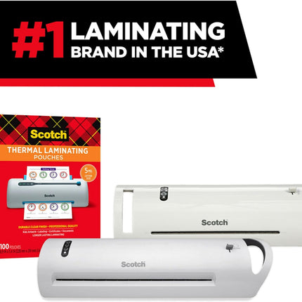 Scotch Thermal Laminating Pouches, 100 Count, Clear, 5 mil, Laminate Business Cards, Small Banners, Essays, Office or School Supplies, Fits Letter Size 8.9x11.4 in Paper