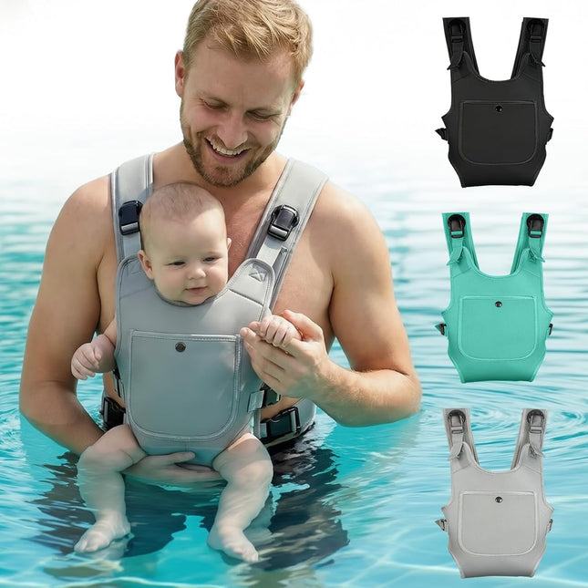 Neoprene Water Baby Carrier Newborn to Toddler, Ergonomic Waterproof Infant Chest Holder with Adjustable Straps, Breathable & Lightweight Baby Wearing Gear for Summer Pool Swimming & Beach