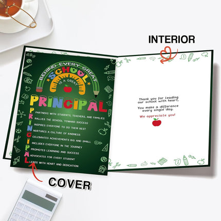 Thank You Principal Card for Men Women, Appreciation Gift for School Principal, School Leader Thank You Gift, End of Year Principal Gift