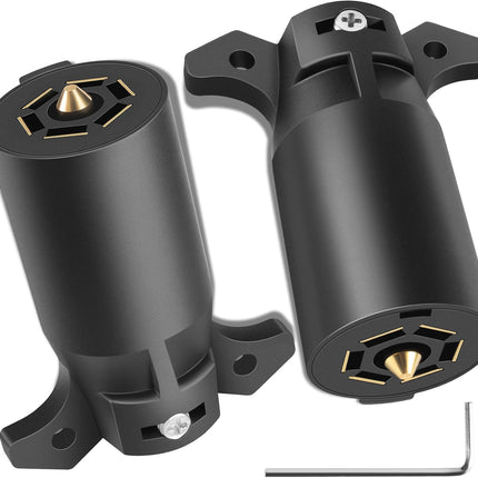 2 Pack Premium 7 Pin Trailer Plug With Built-In Brass Terminals, Heavy-Duty 7 Way Trailer Light Plug Connector Easy Installation，Waterproof 7 Prong Trailer Plug for Various RVs，Trailers，Boat Trailer