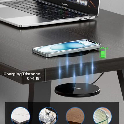 Eazpower Invisible Wireless Charger, 0-30mm Under Desk Wireless Charger, Dual Uses On or Hidden Under Table Charging Pad for Nightstand for iPhone 17/17 Pro/17 Pro Max/17 Air/16/15/14/Samsung Phone