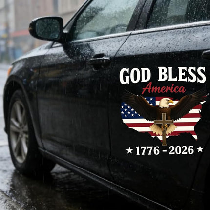 God Bless America Car Decal, 250 Anniversary USA Decal, 2 pcs(12" and 6" 250th Anniversary Eagle Stickers, Independence of USA Sticker 1776-2026, for Tumbler Helmet Car Windows Notebook (D #)