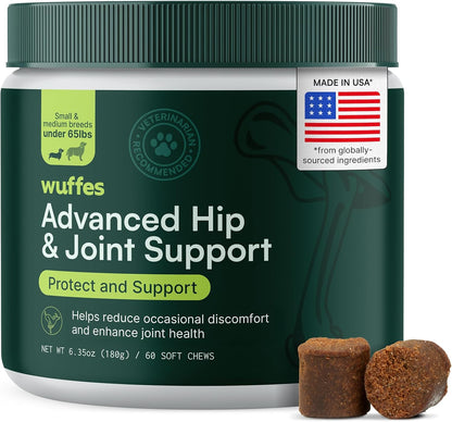 Advanced Dog Hip and Joint Supplement with Glucosamine, Chondroitin, Omega 3, MSM, and Green Lipped Mussel, 60 Pork