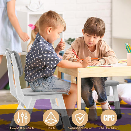 2-Pack Height-Adjustable Kids Plastic Chairs – Ergonomic Backrest, Non-Slip Feet,Durable, 82Kg Weight Capacity – for Home, Kindergarten, Classroom & Activities