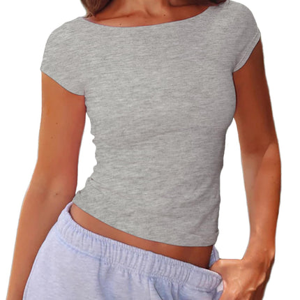 Women's Boat Neck Baby Tee Short Sleeve T-Shirts Going Out Tops