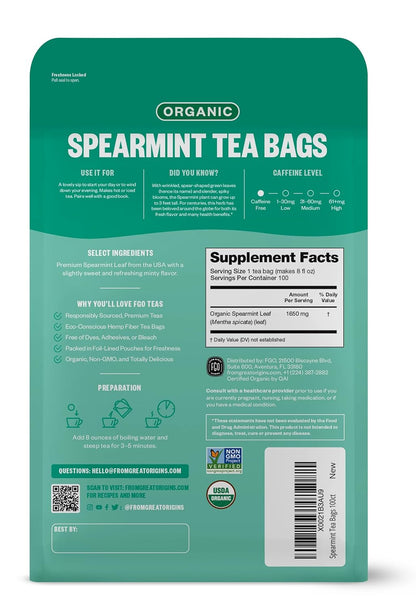 Organic Spearmint Leaf Herbal Tea Bags, 100 Count - photo 2