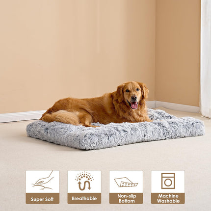Cama esponjosa para jaula de perro, almohada afelpada extra grande para perro, gris