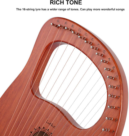 16-String Lyre Harp with Bag and Tuning Wrench - photo 4